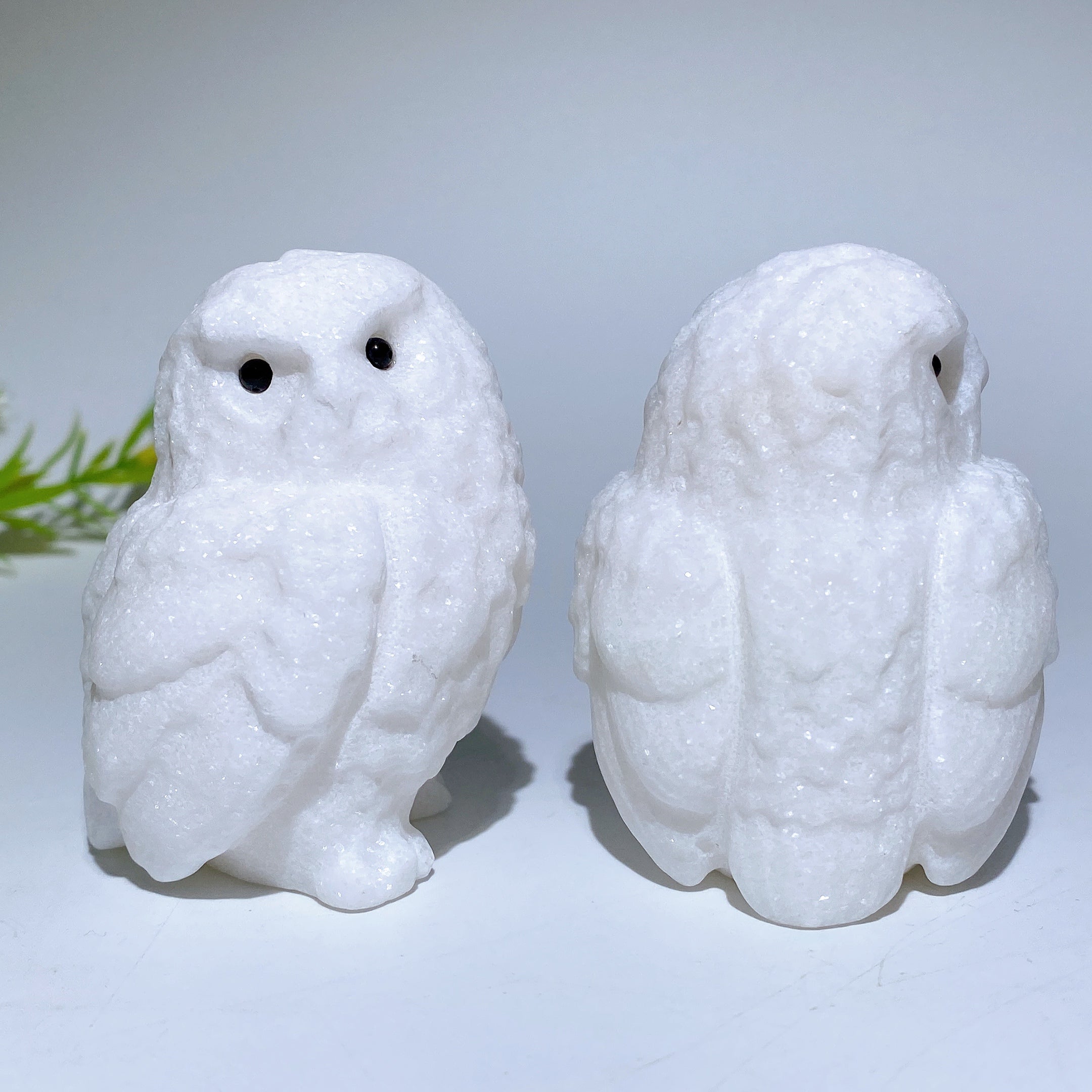 2.4 Inch White Jade Owl Crystal Carving for Healing