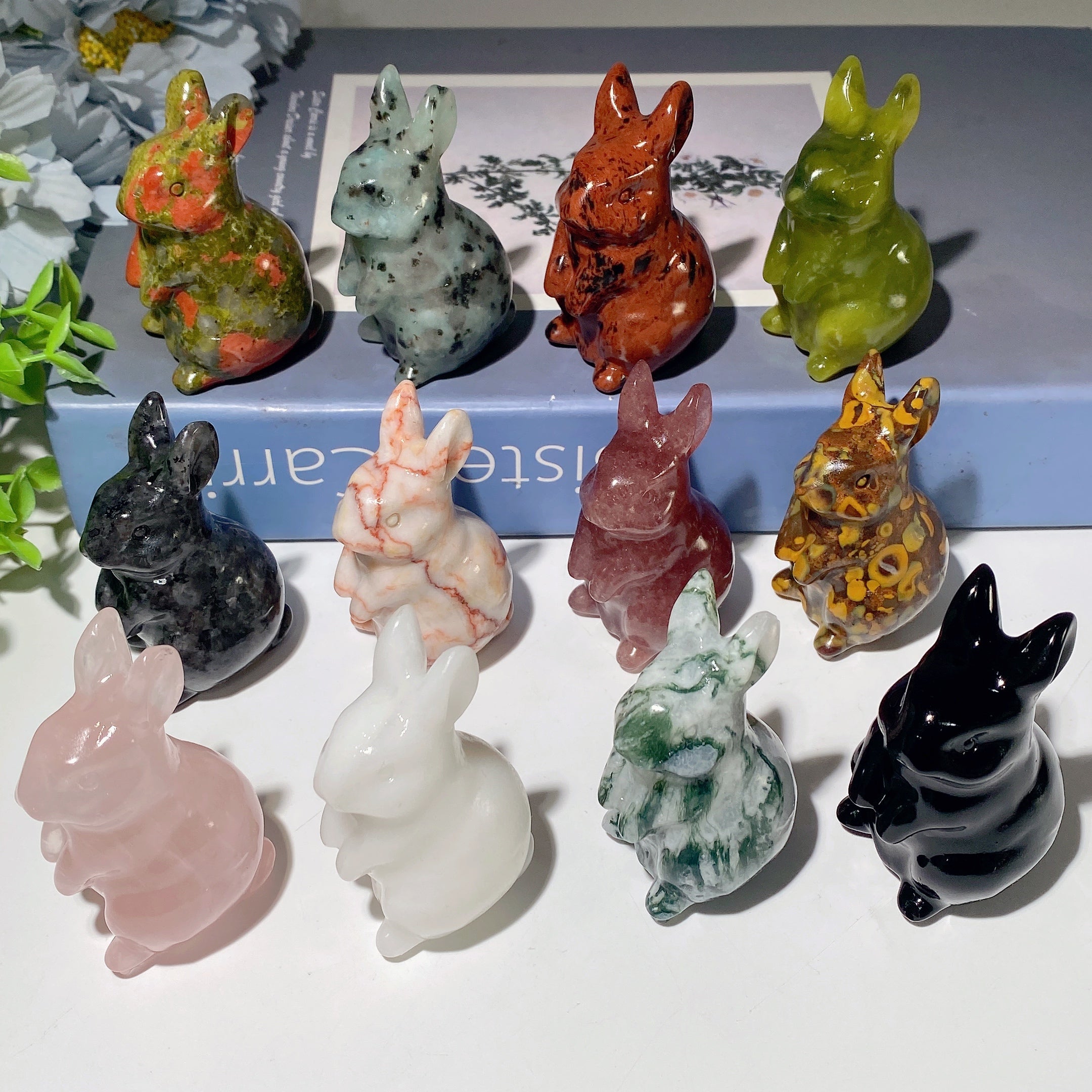 2.4" Mixed Crystal Rabbit Carving for Healing & Luck
