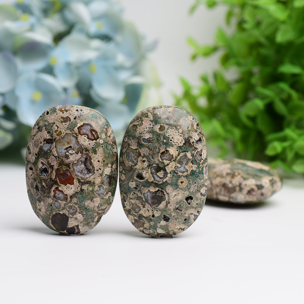 2.4" Rainforest Jasper Polished Palm Stone for Grounding