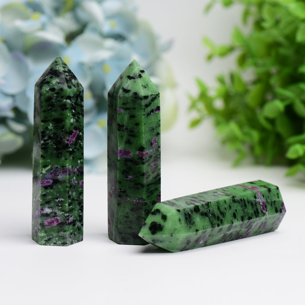 2.5-4.0 inch Ruby in Zoisite Crystal Point for Healing
