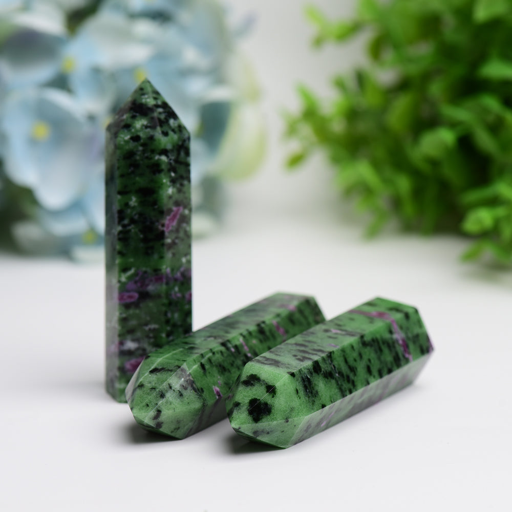 2.5-4.0 inch Ruby in Zoisite Crystal Point for Healing