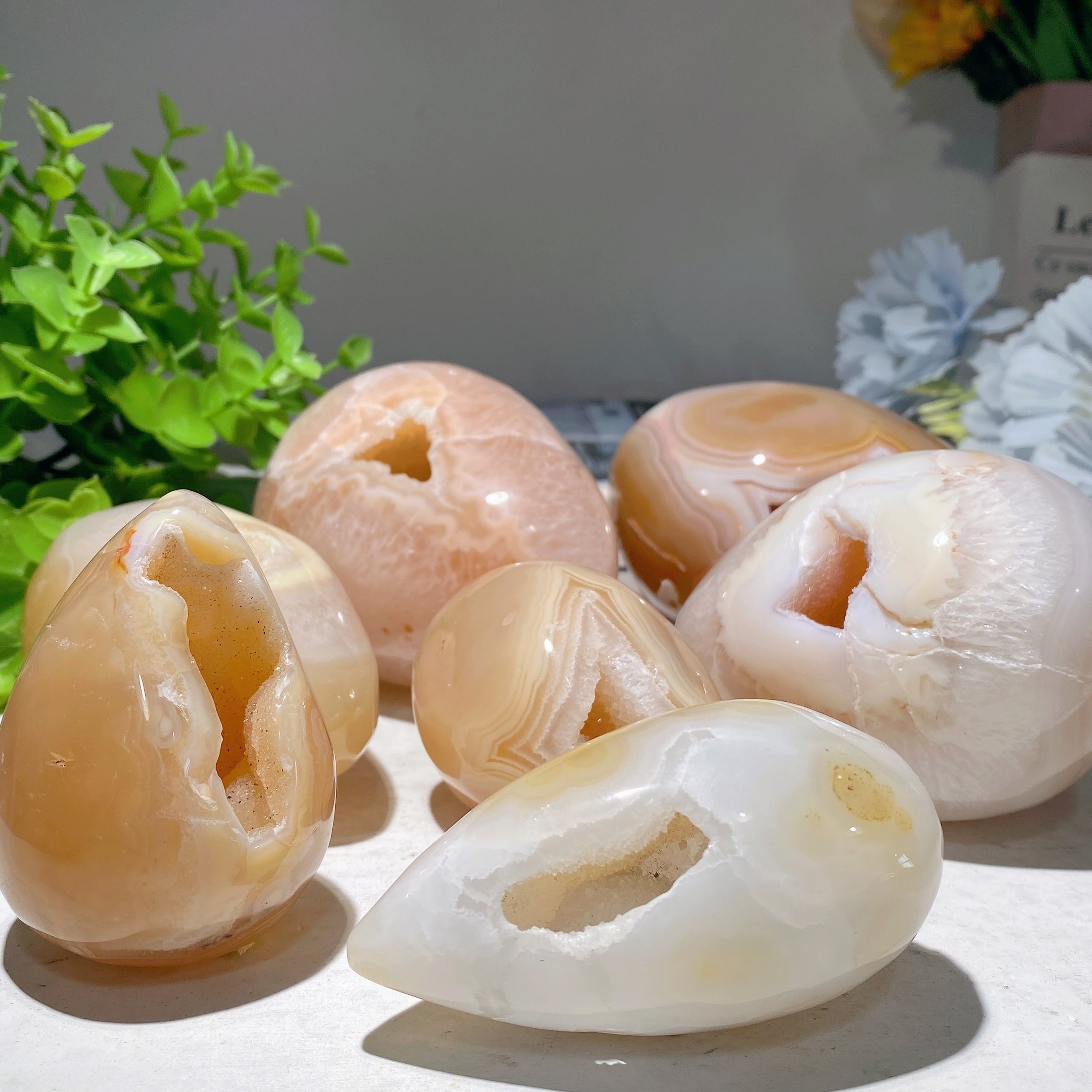 2.5-4.2 inch Druzy Agate Crystal Egg Carvings