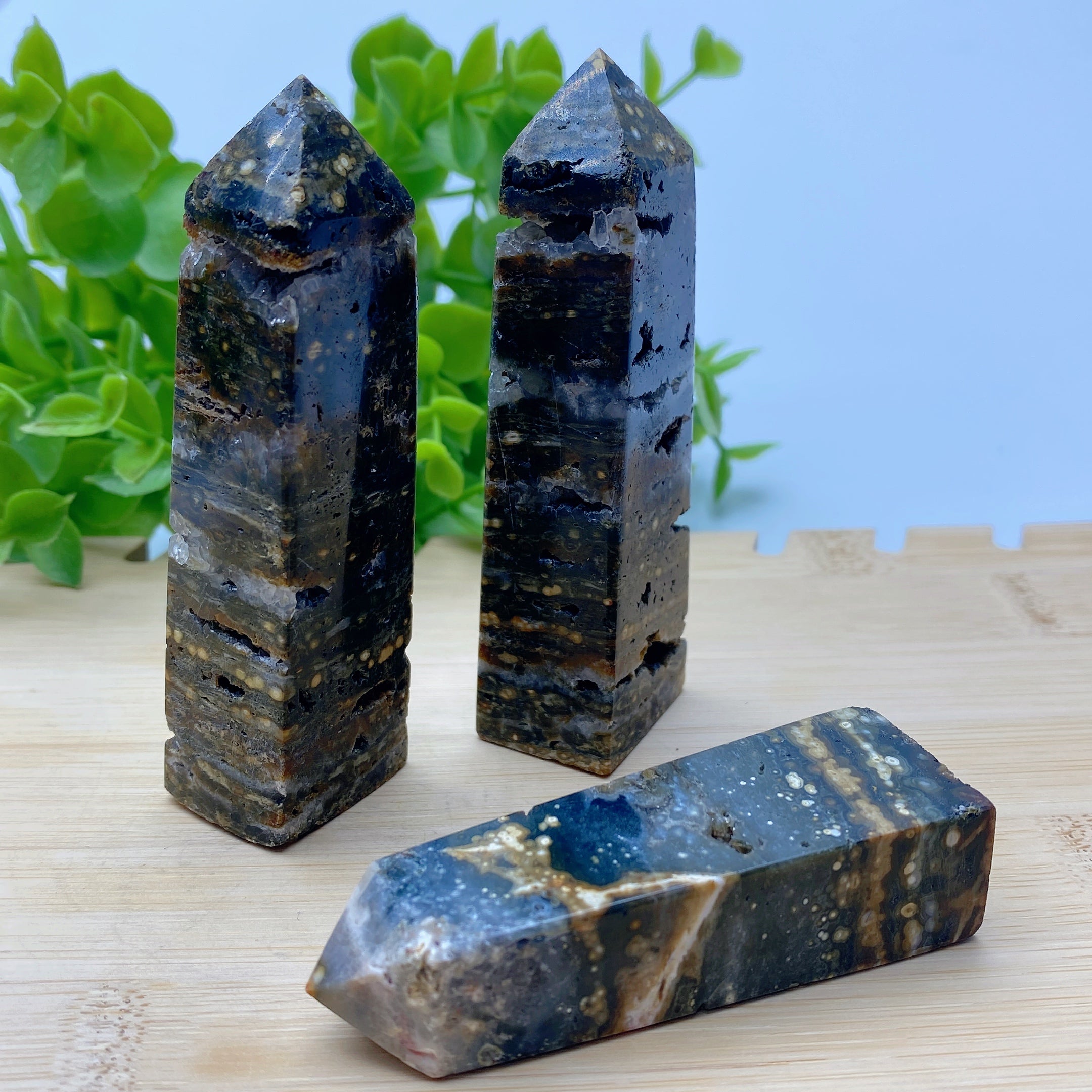 2.5-4 Inch Ocean Jasper Crystal Points for Healing Energy