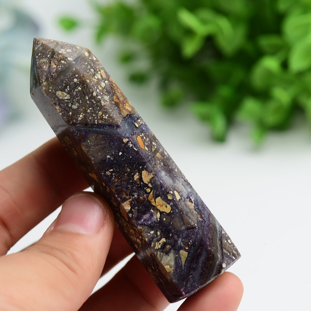 2.5-4 Inch Purple Fluorite Root Crystal Point Healing
