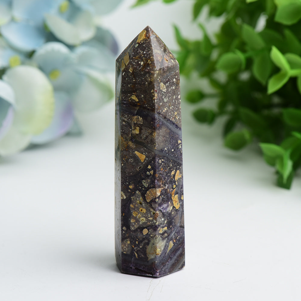 2.5-4 Inch Purple Fluorite Root Crystal Point Healing