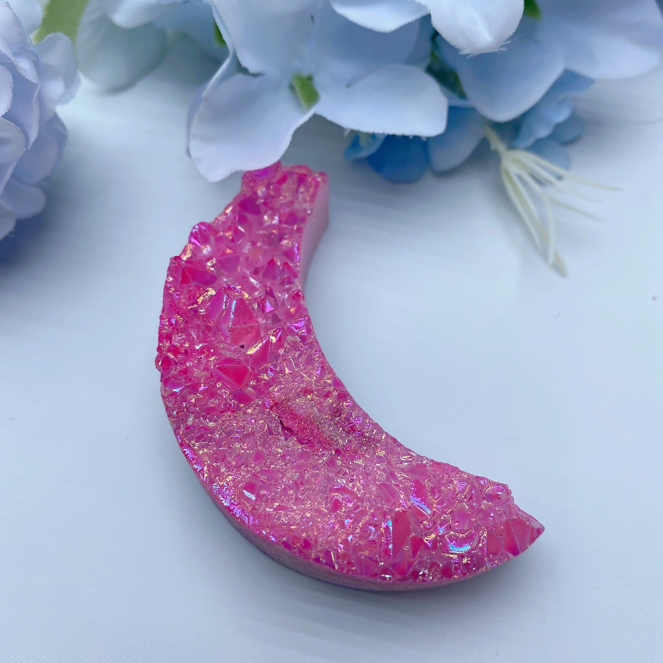 2.5" Aura Moon Crystal Cluster for Healing & Energy