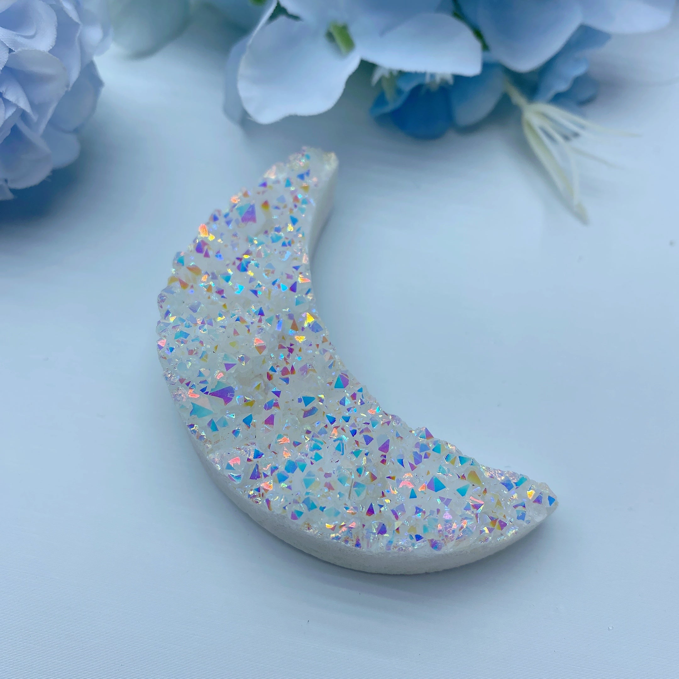 2.5" Aura Moon Crystal Cluster for Healing & Energy