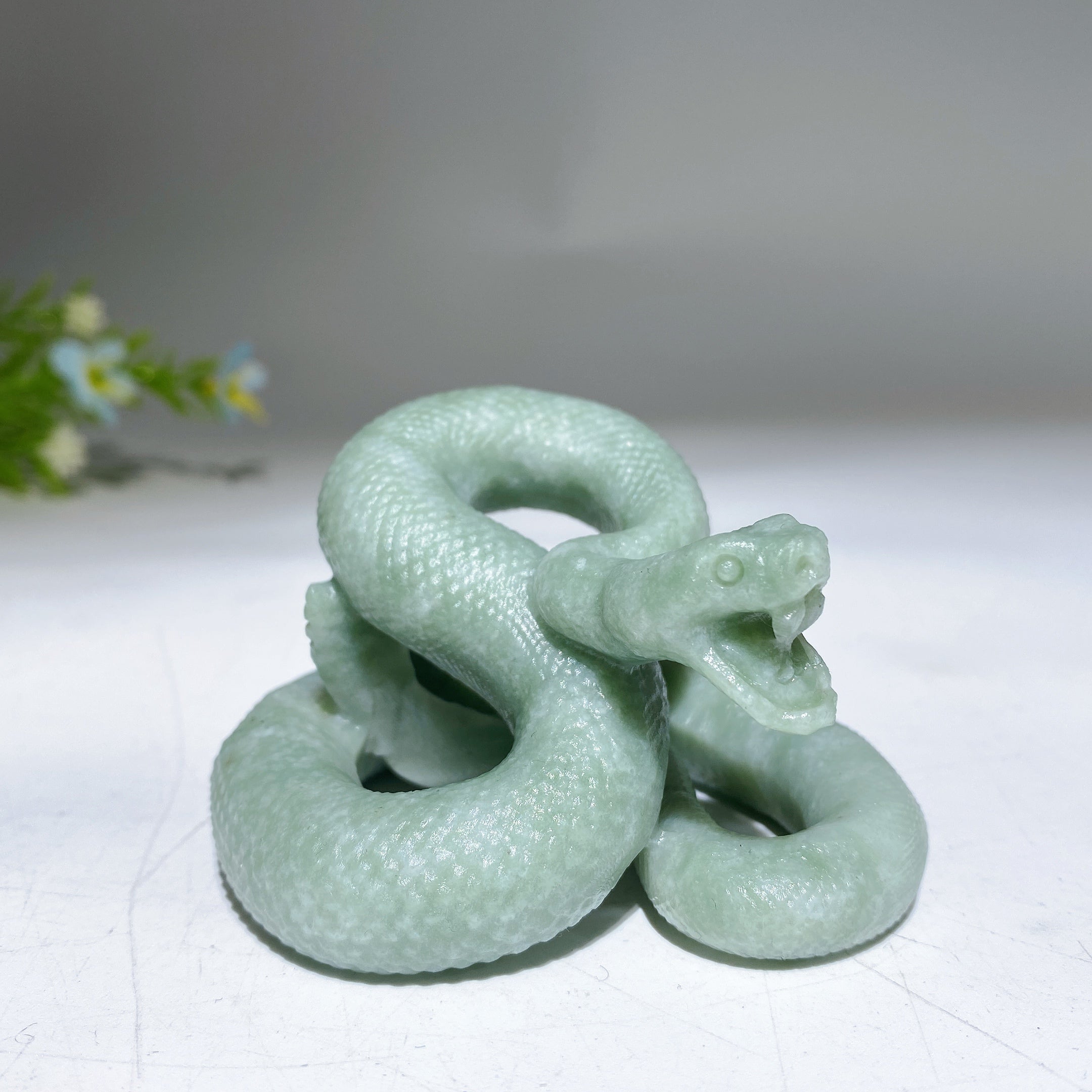 2.5" Crystal Snake Carving – Hand Carved Crystal Animal