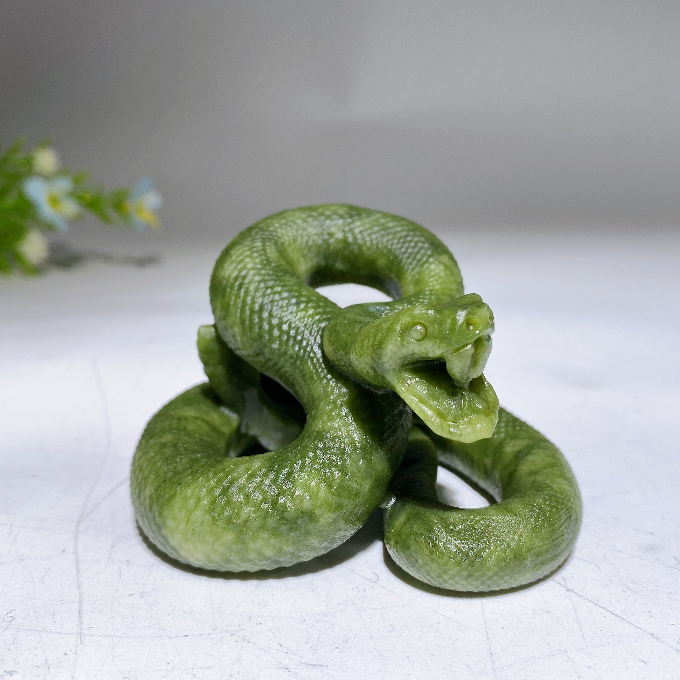 2.5" Crystal Snake Carving – Hand Carved Crystal Animal