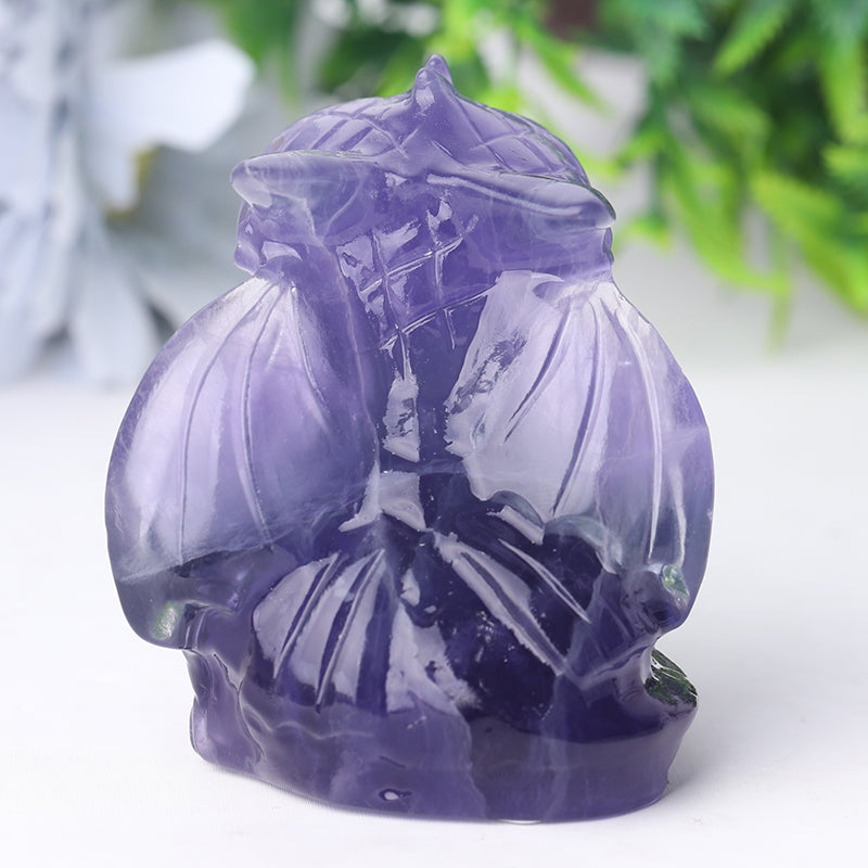 2.5" Fluorite Crystal Dragon Carving Figurine for Spiritual Healing
