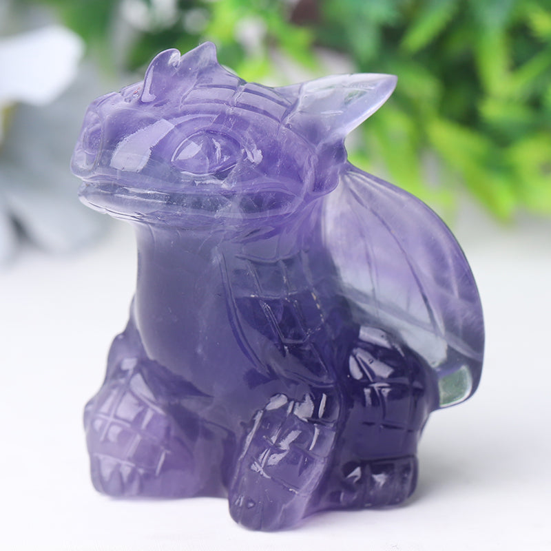 2.5" Fluorite Crystal Dragon Carving Figurine for Spiritual Healing
