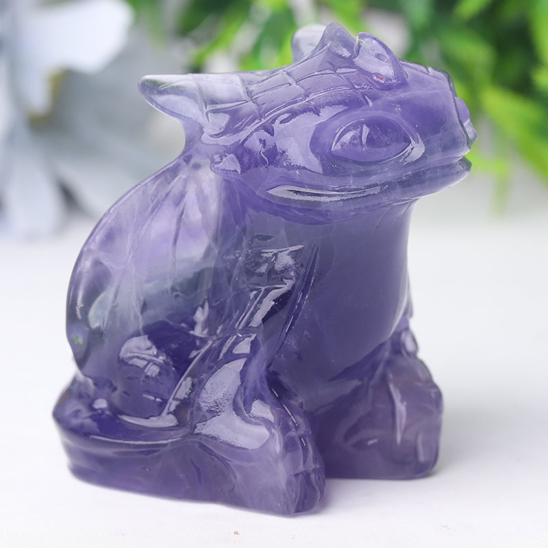 2.5" Fluorite Crystal Dragon Carving Figurine for Spiritual Healing