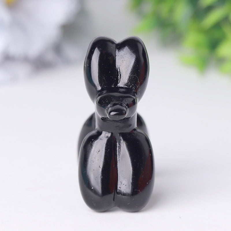 2.5 inch Black Obsidian Balloon Dog Spiritual Figurine
