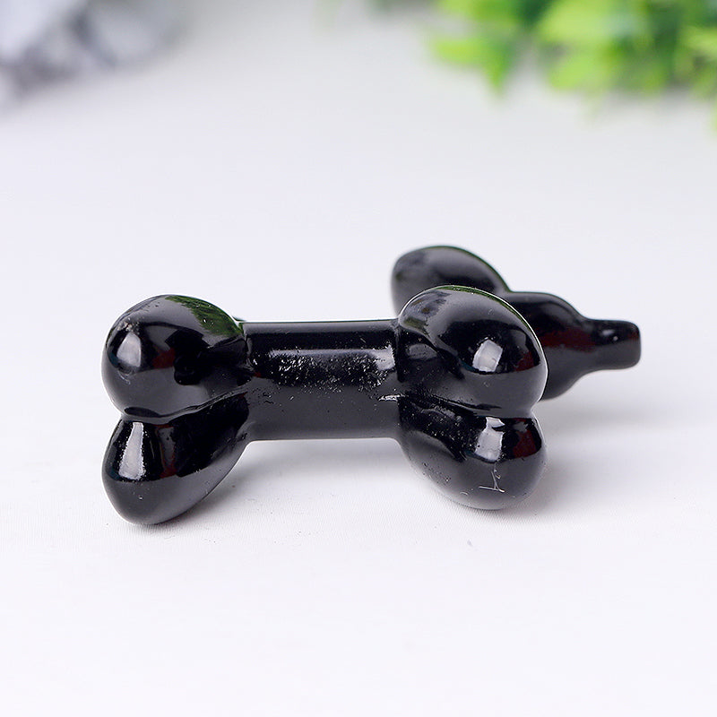 2.5 inch Black Obsidian Balloon Dog Spiritual Figurine