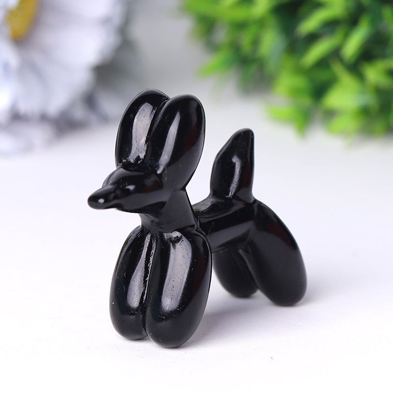 2.5 inch Black Obsidian Balloon Dog Spiritual Figurine