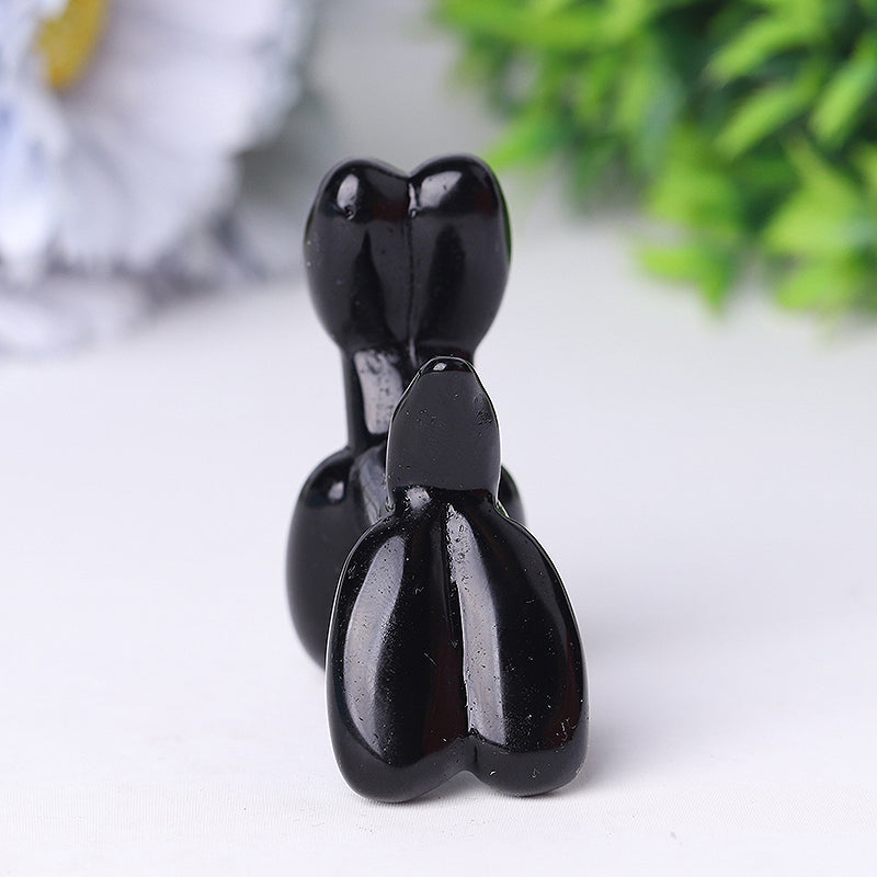 2.5 inch Black Obsidian Balloon Dog Spiritual Figurine