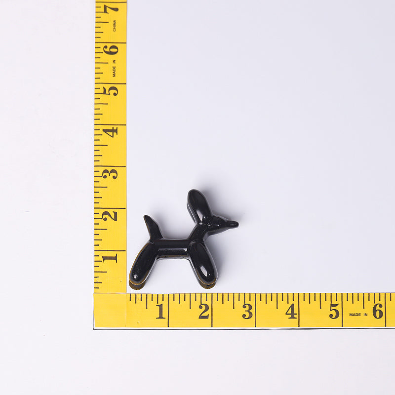 2.5 inch Black Obsidian Balloon Dog Spiritual Figurine