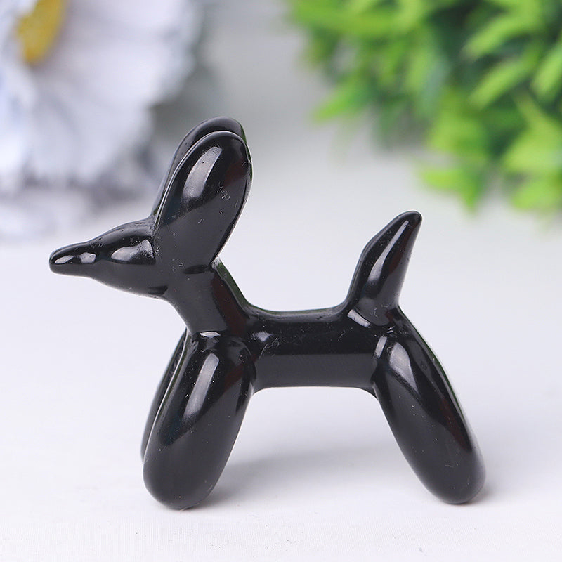 2.5 inch Black Obsidian Balloon Dog Spiritual Figurine