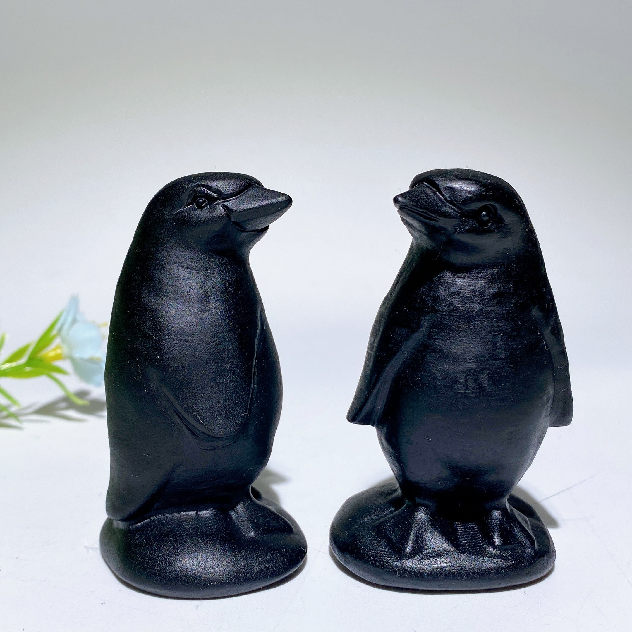 2.5 Inch Black Obsidian Crystal Penguin Carving