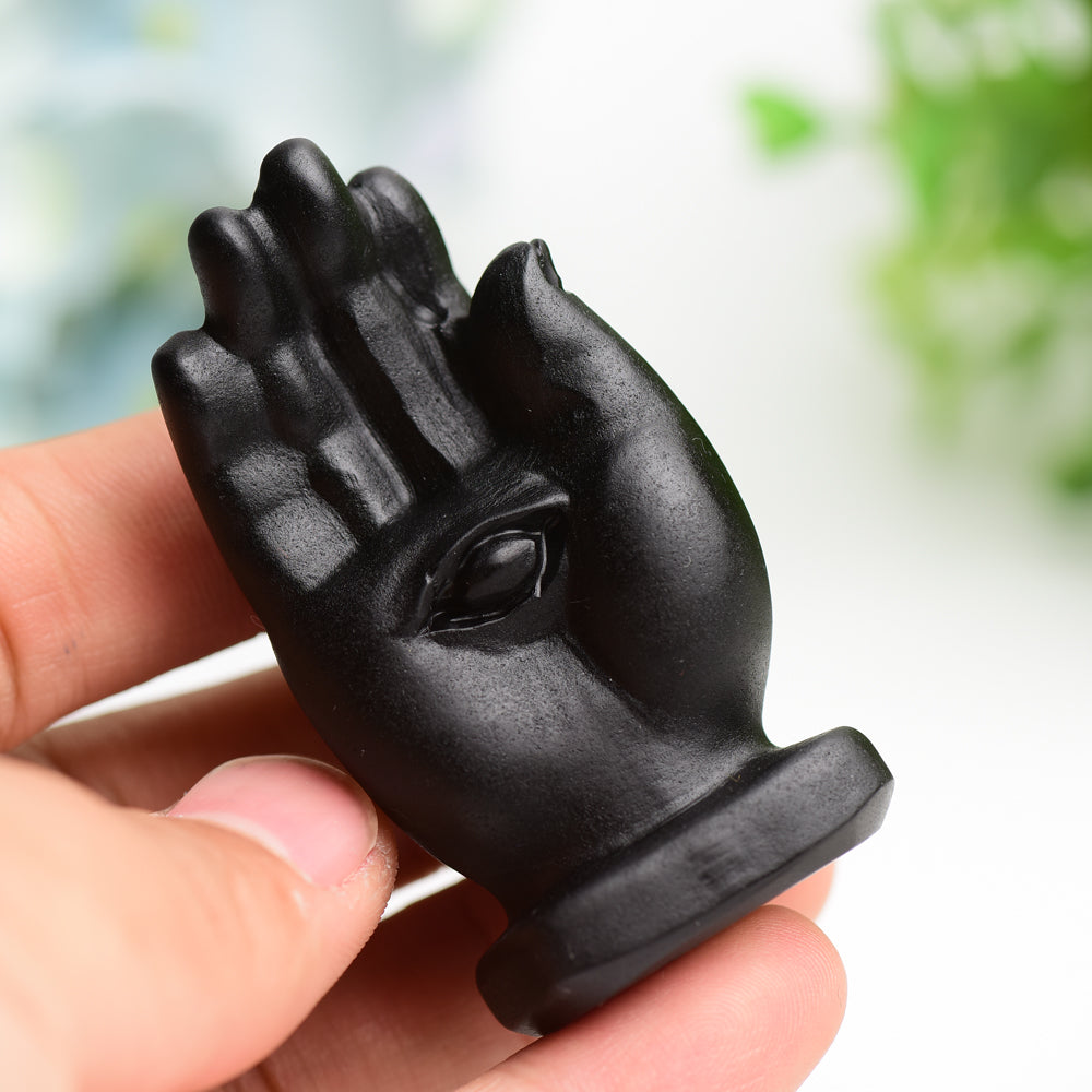 2.5 inch Black Obsidian Hand Figurine for Healing Energy