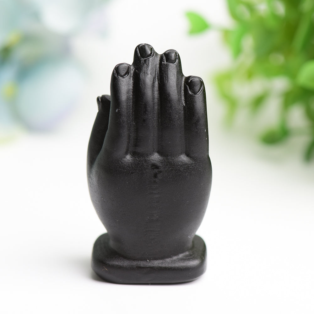 2.5 inch Black Obsidian Hand Figurine for Healing Energy