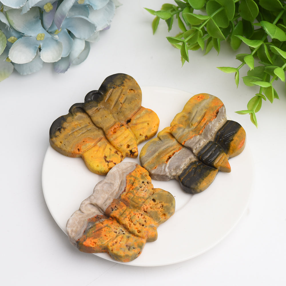 2.5 Inch Bumble Bee Jasper Butterfly Crystal for Healing