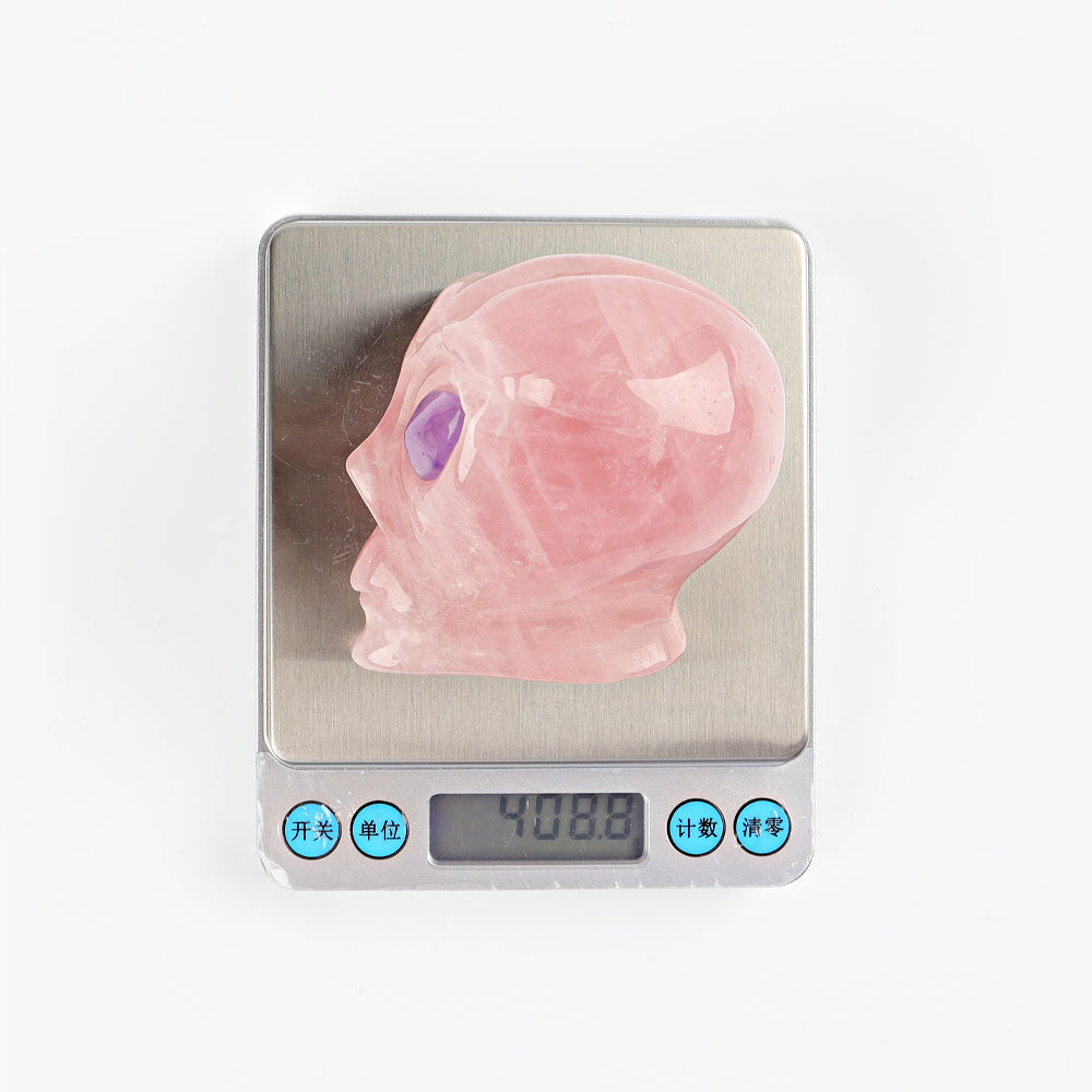 2.5 inch Crystal Alien Skull Carving in Rose Quartz & More