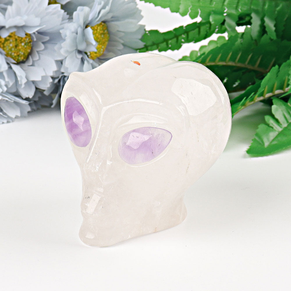 2.5 inch Crystal Alien Skull Carving in Rose Quartz & More
