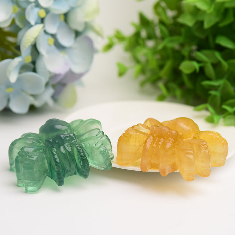 2.5 Inch Crystal Spider Carving in Fluorite and Obsidian