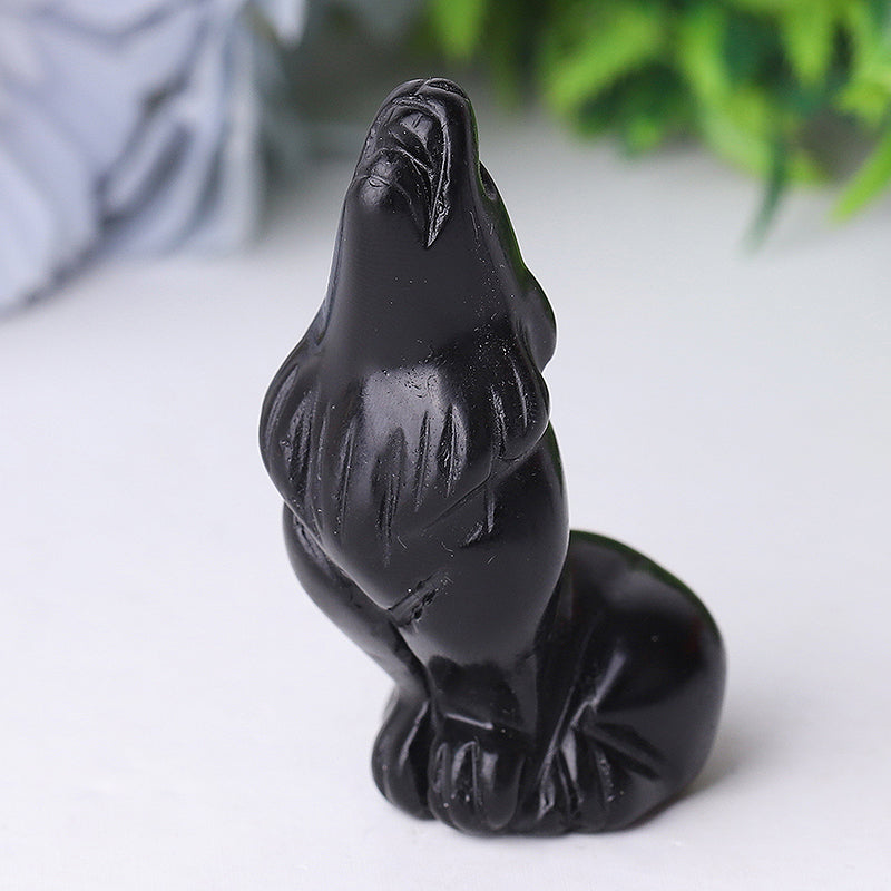 2.5 inch Crystal Wolf Carvings Hand-Carved Gemstone Figurines