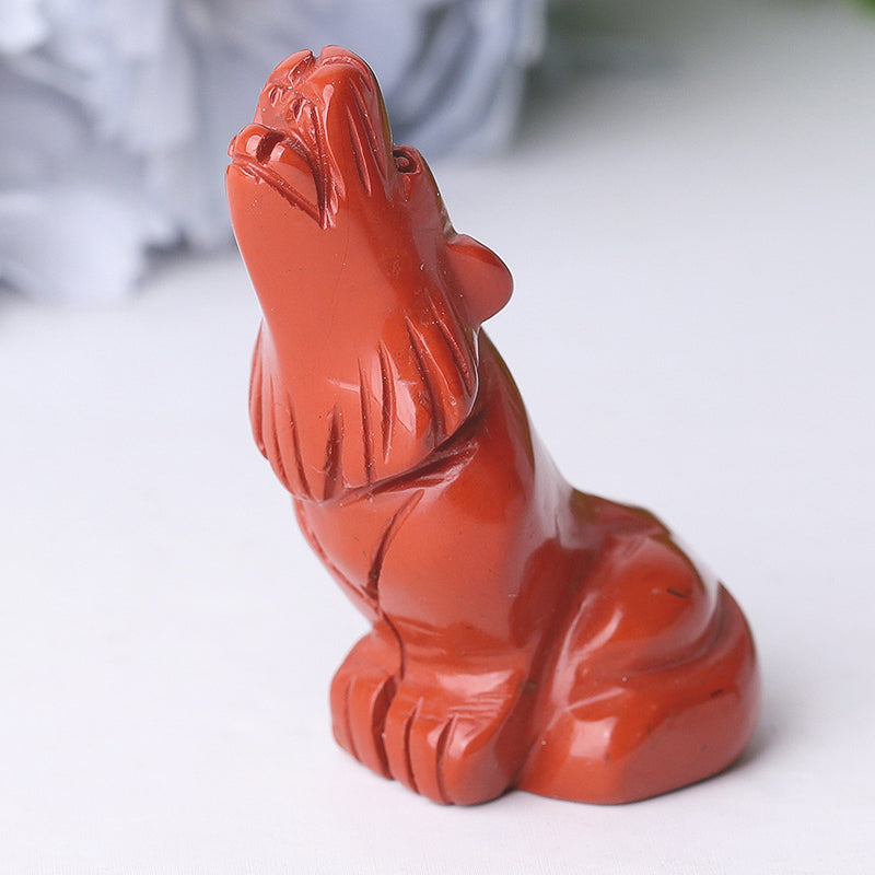 2.5 inch Crystal Wolf Carvings Hand-Carved Gemstone Figurines