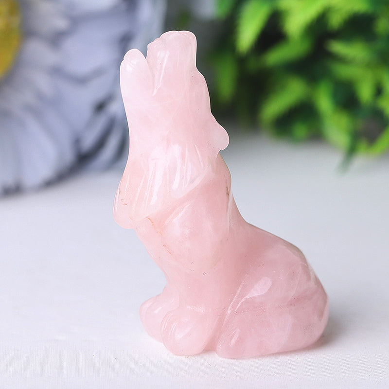 2.5 inch Crystal Wolf Carvings Hand-Carved Gemstone Figurines