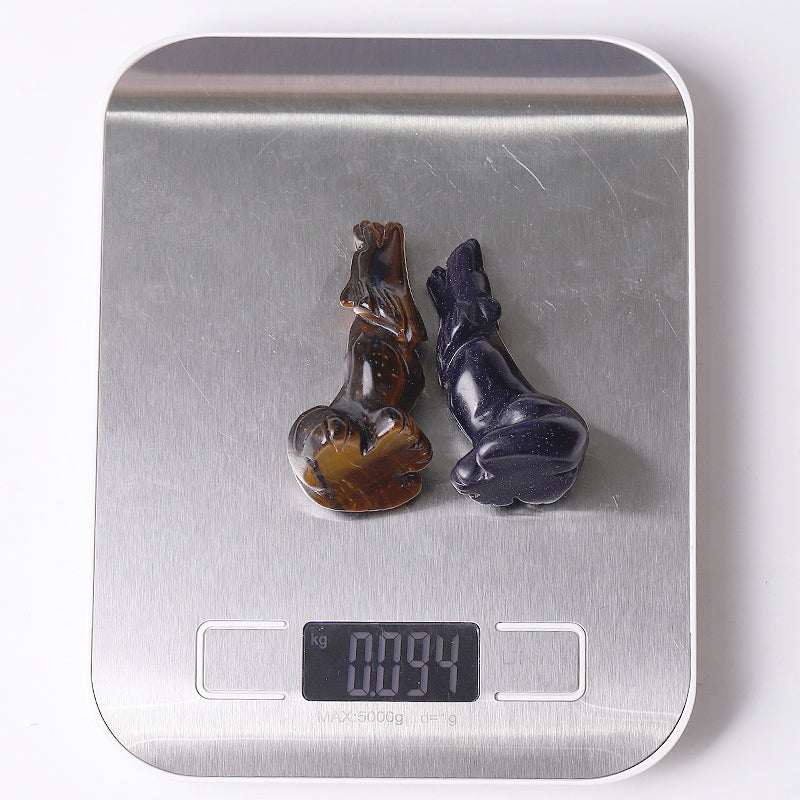 2.5 inch Crystal Wolf Carvings Hand-Carved Gemstone Figurines