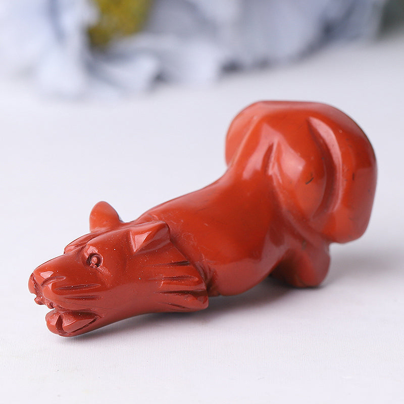 2.5 inch Crystal Wolf Carvings Hand-Carved Gemstone Figurines