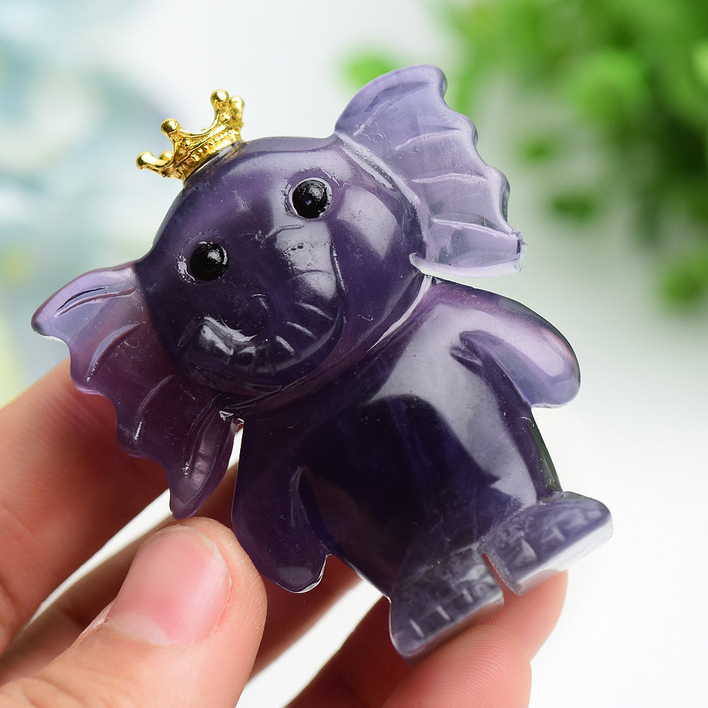 2.5-inch Fluorite Crystal Elephant Carving for Healing