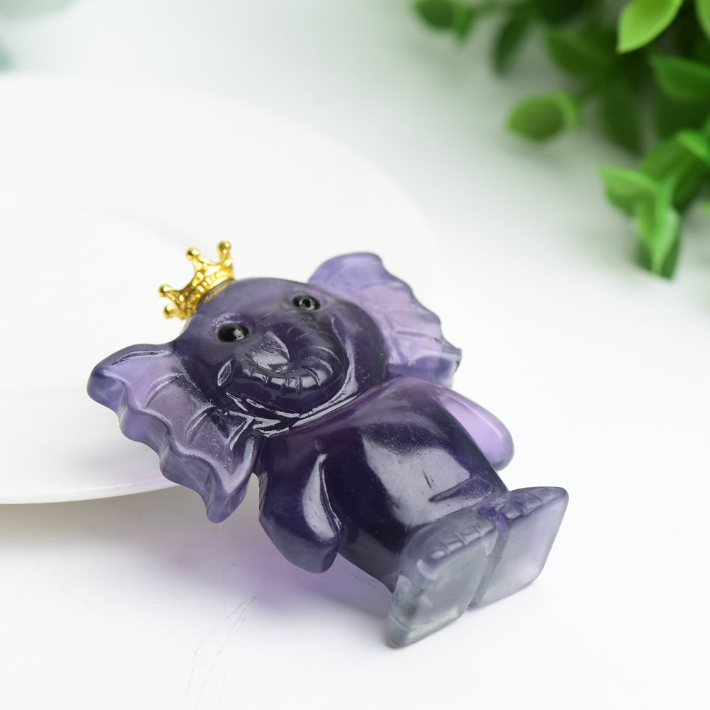 2.5-inch Fluorite Crystal Elephant Carving for Healing