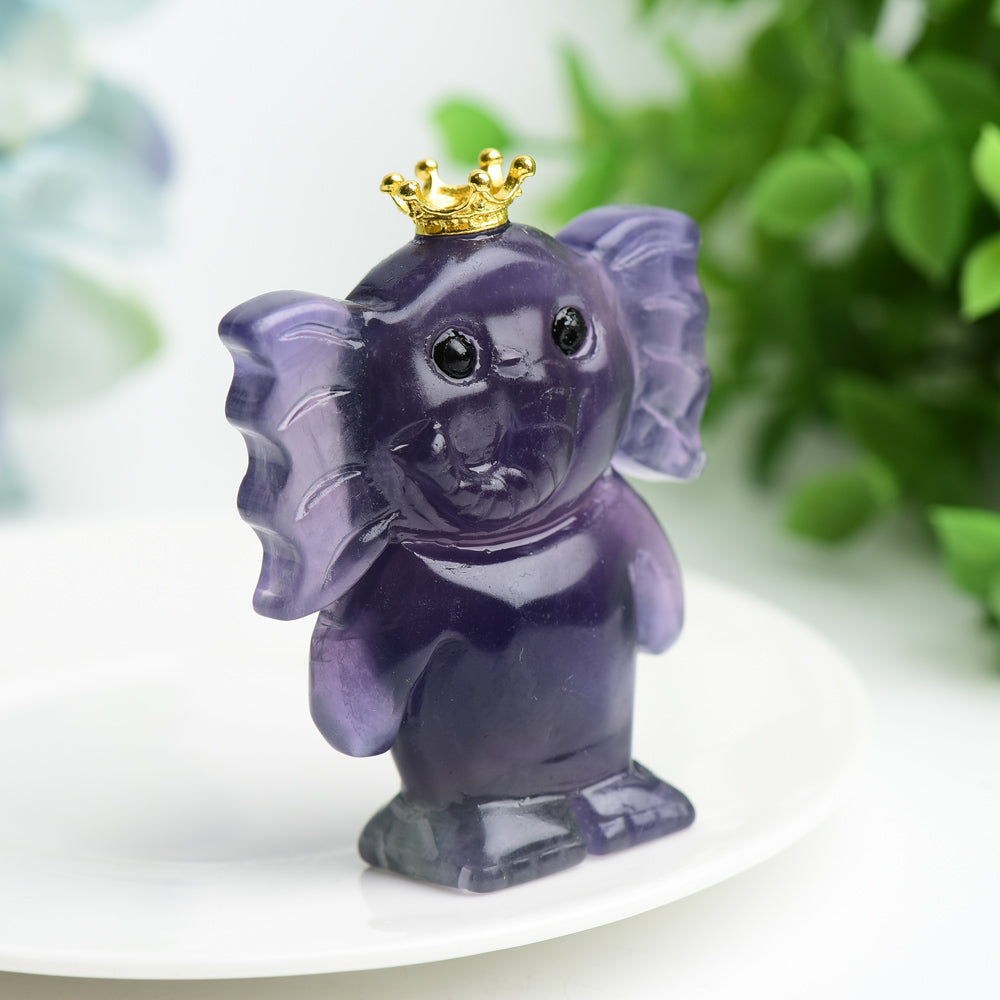 2.5-inch Fluorite Crystal Elephant Carving for Healing