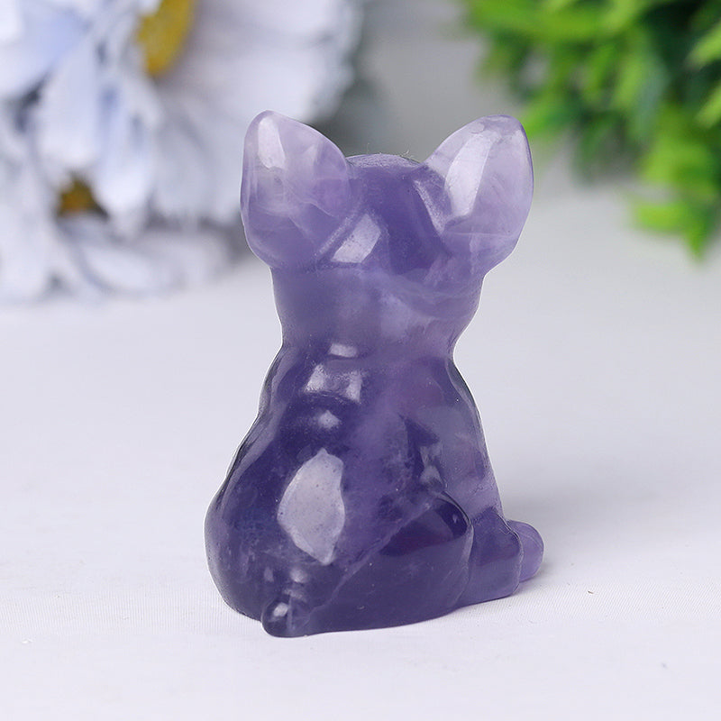 2.5 Inch Fluorite Crystal French Bulldog Figurine for Decor