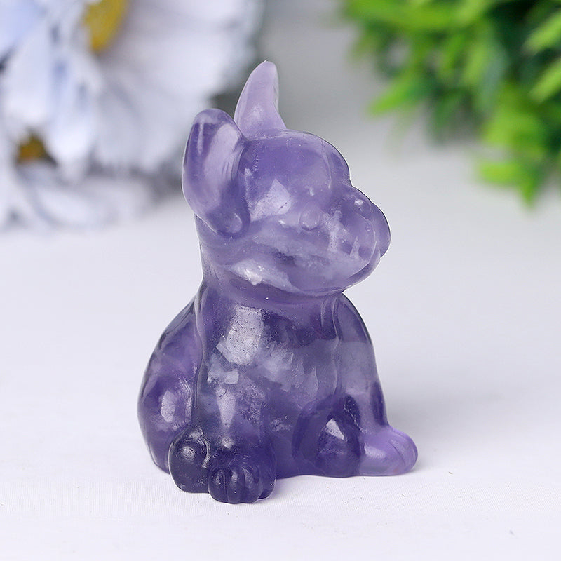 2.5 Inch Fluorite Crystal French Bulldog Figurine for Decor