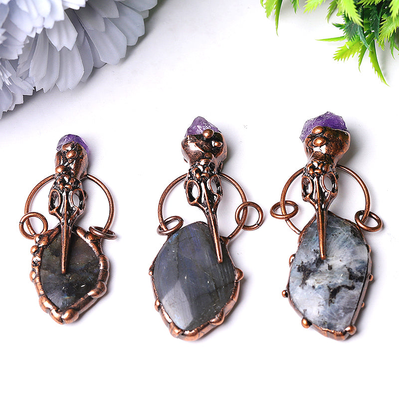 2.5 inch Labradorite Amethyst Pendant for Jewelry DIY