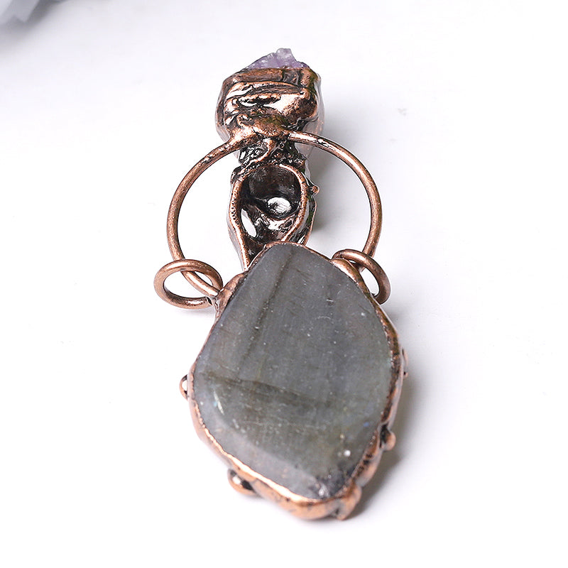 2.5 inch Labradorite Amethyst Pendant for Jewelry DIY