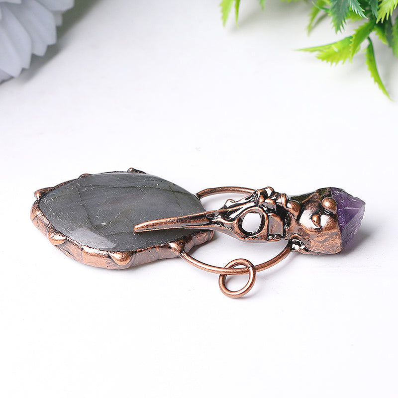 2.5 inch Labradorite Amethyst Pendant for Jewelry DIY