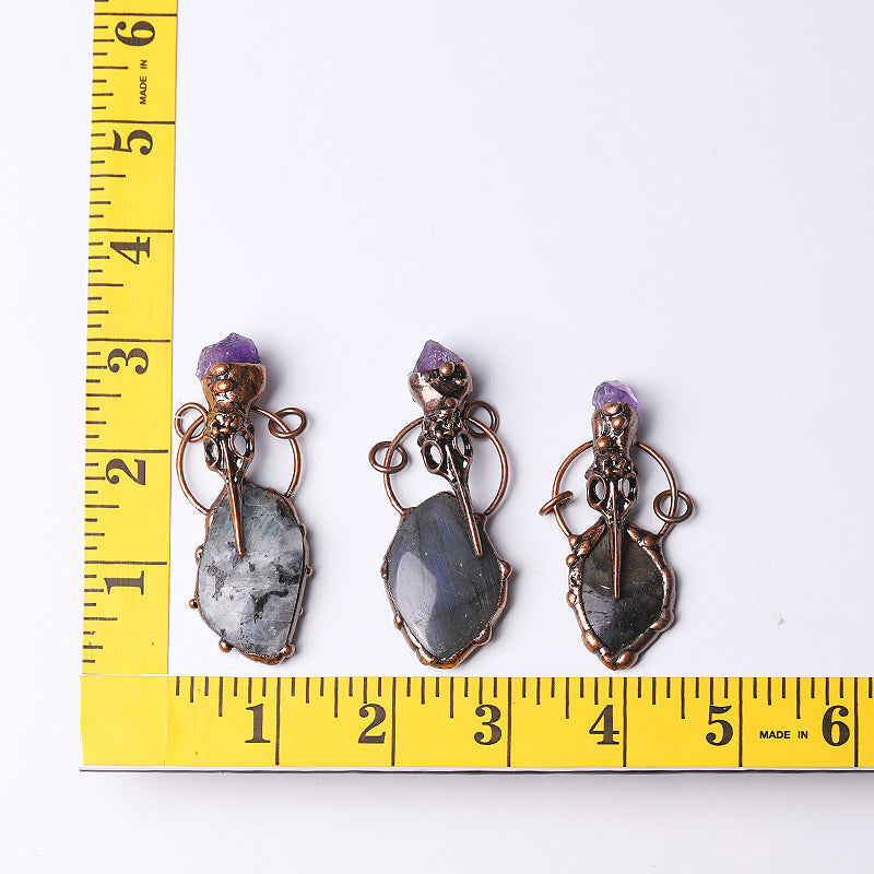 2.5 inch Labradorite Amethyst Pendant for Jewelry DIY