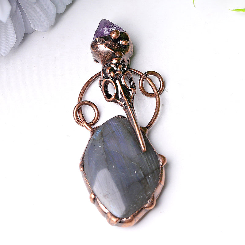 2.5 inch Labradorite Amethyst Pendant for Jewelry DIY