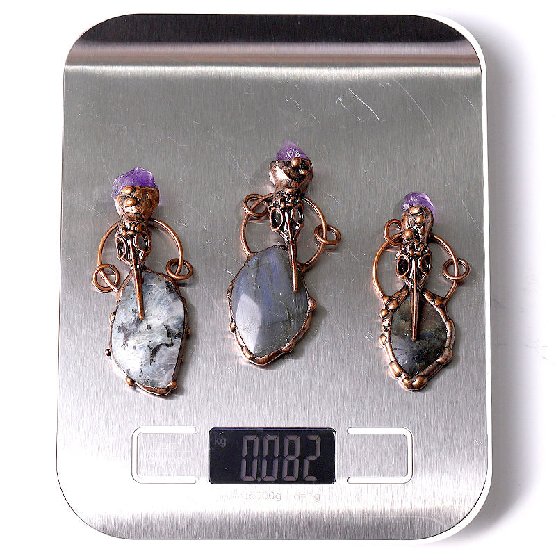 2.5 inch Labradorite Amethyst Pendant for Jewelry DIY