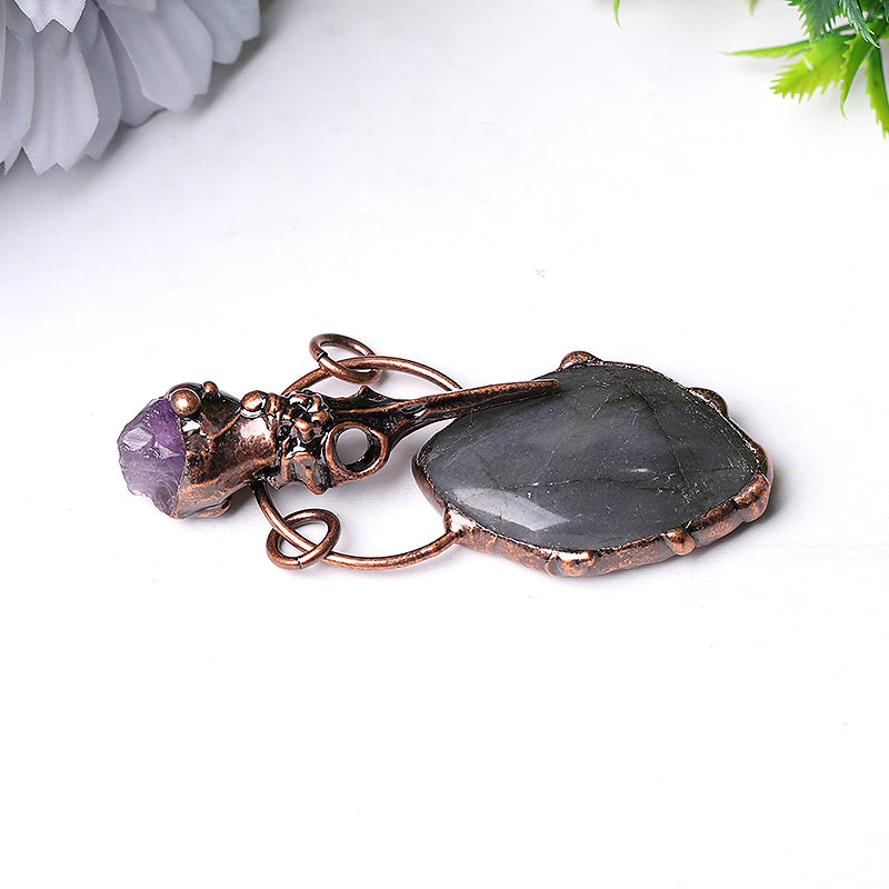 2.5 inch Labradorite Amethyst Pendant for Jewelry DIY
