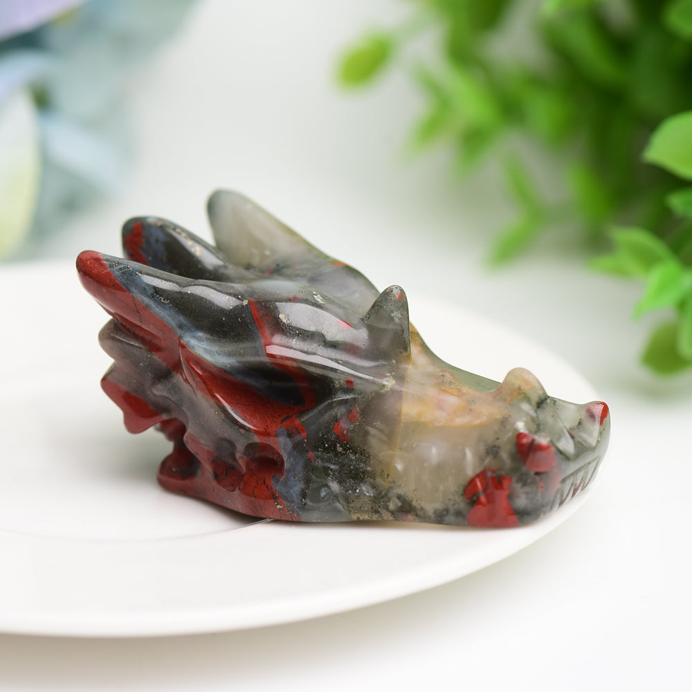 2.5 inch Mixed Crystal Dragon Head Carving Figurine