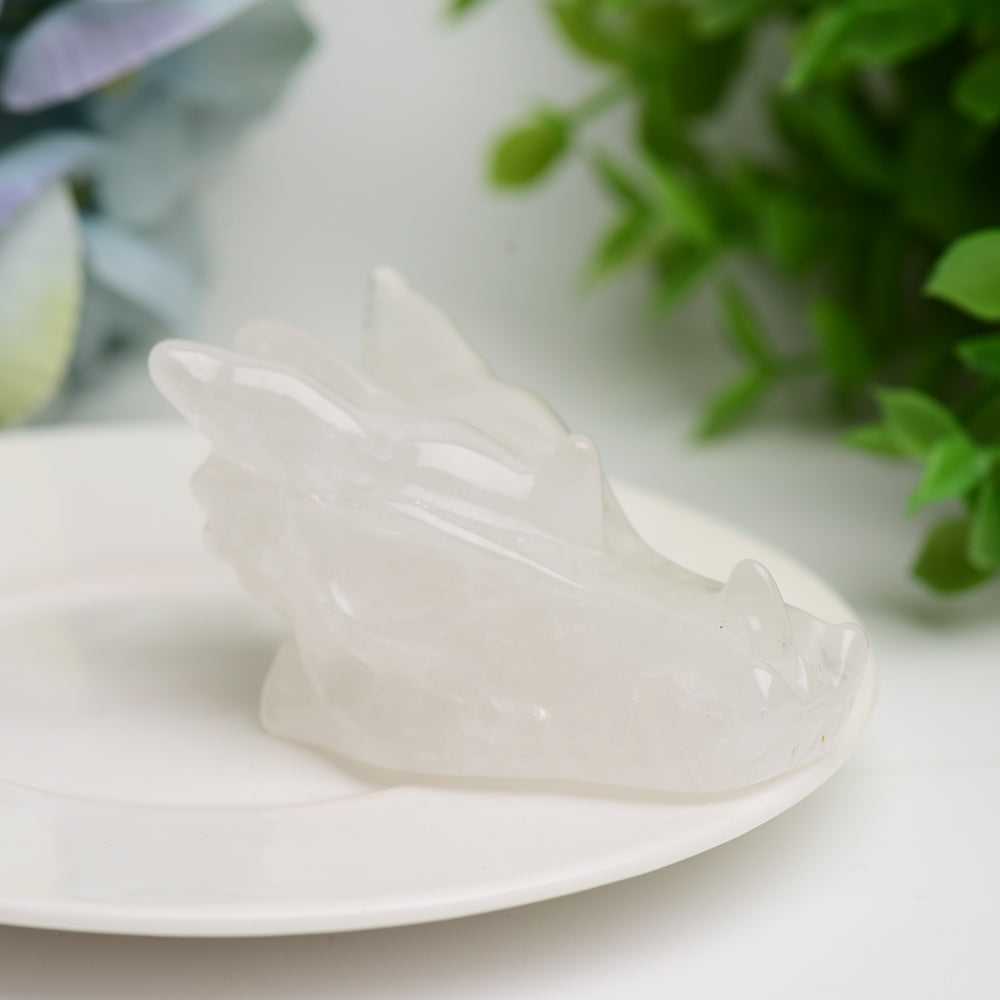 2.5 inch Mixed Crystal Dragon Head Carving Figurine