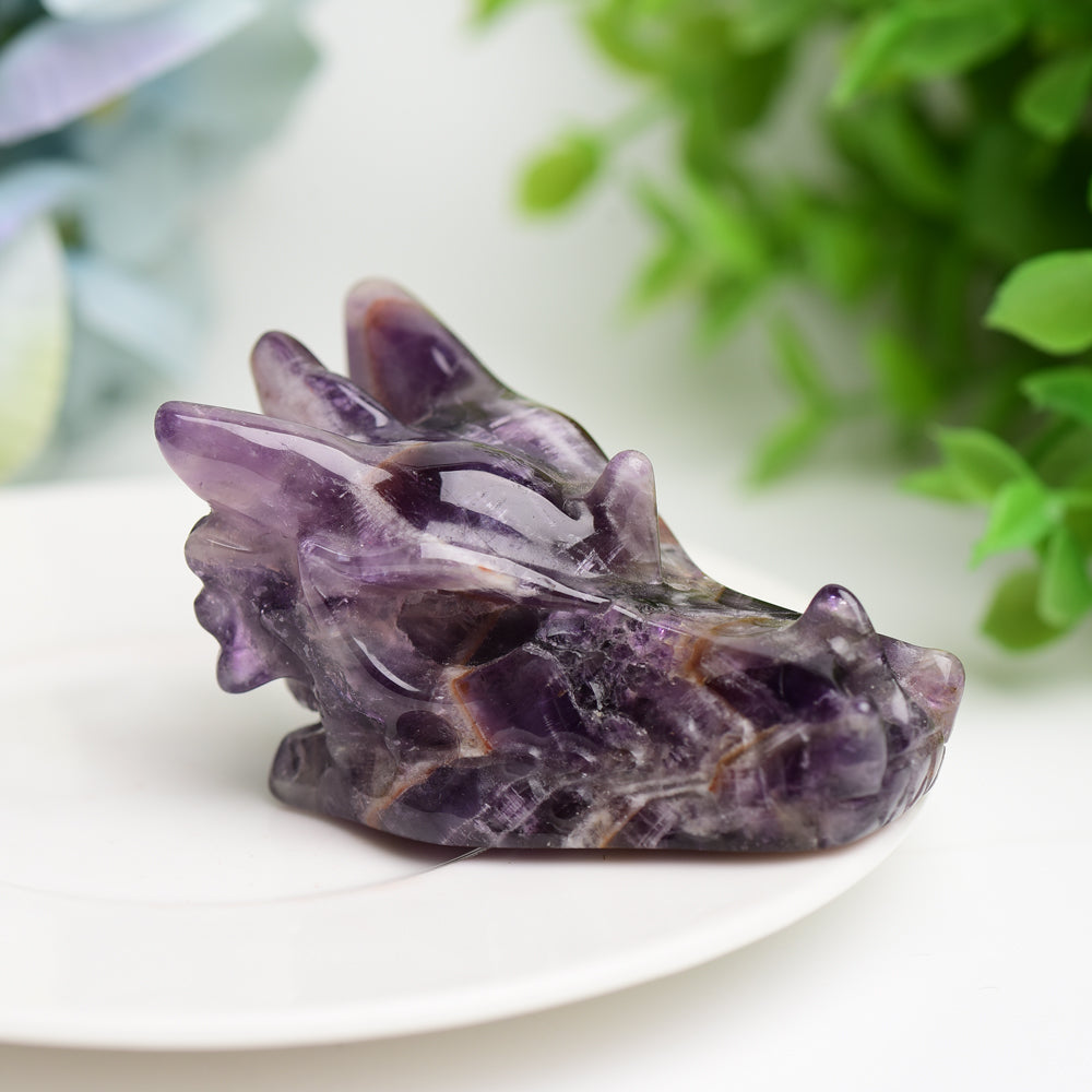 2.5 inch Mixed Crystal Dragon Head Carving Figurine