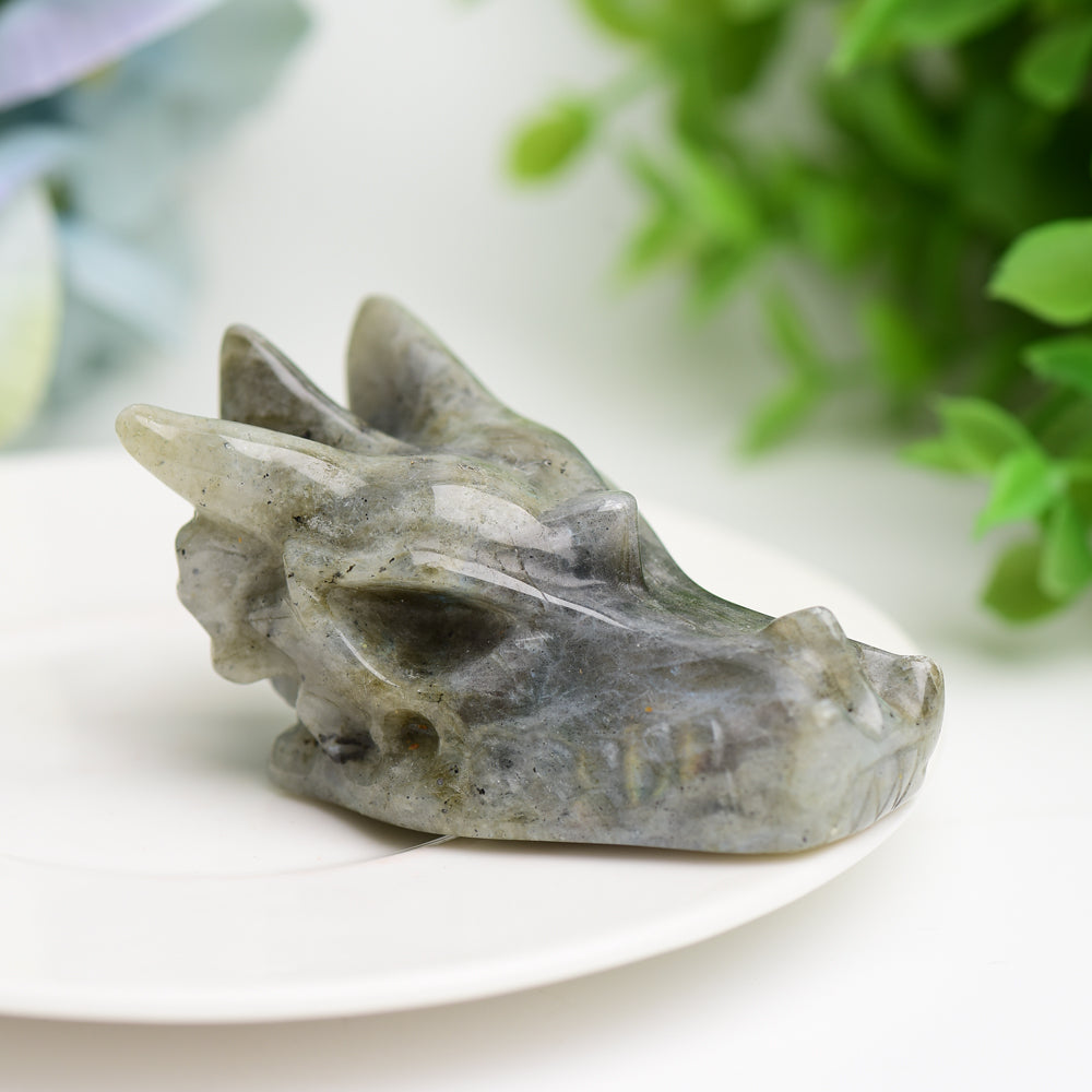 2.5 inch Mixed Crystal Dragon Head Carving Figurine
